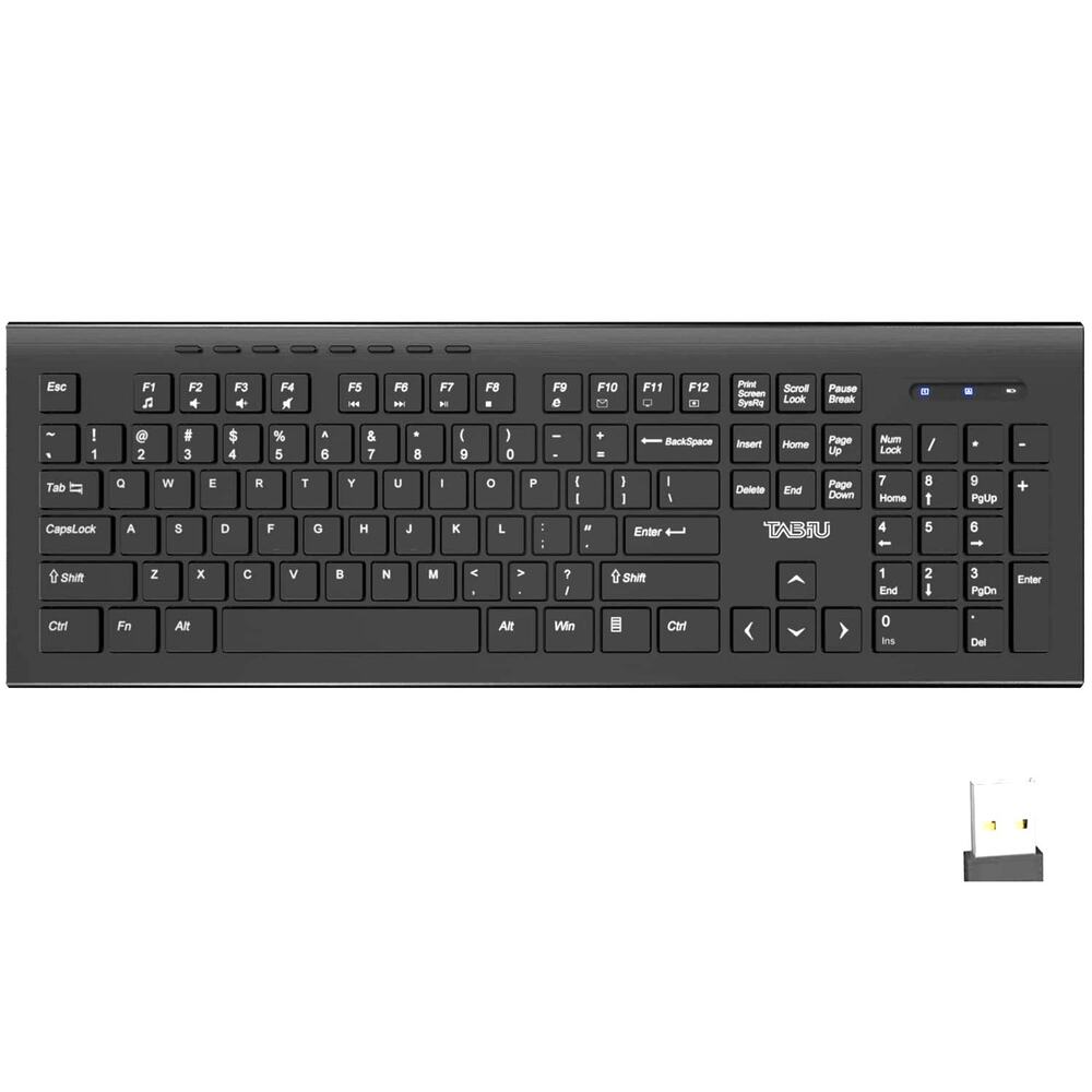 Ergonomic Wireless Computer Keyboard Full-Size QWERTY Numeric Pad Silent Keys